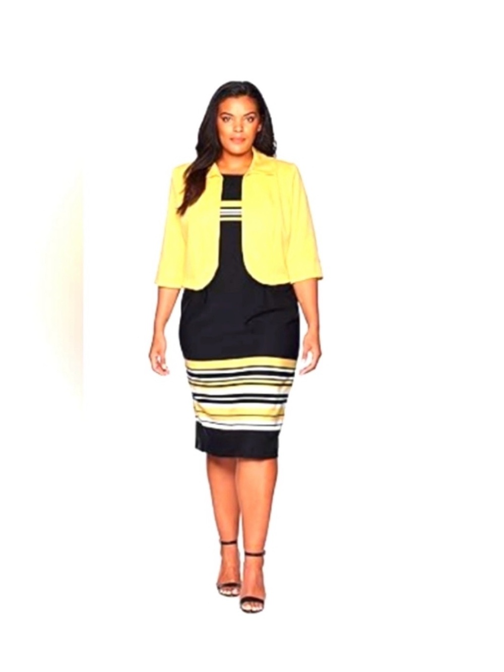 Maya Brooke Bright Yellow Cropped Blazer